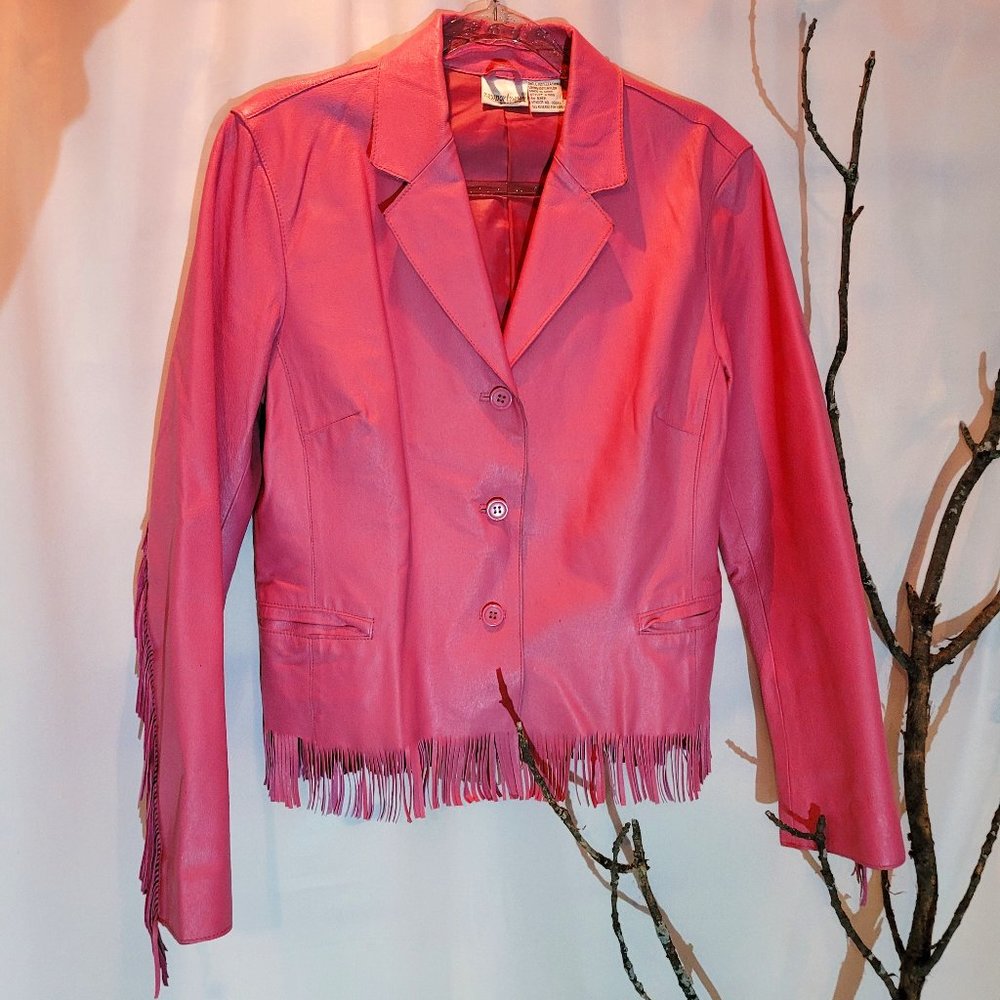 Newport News Vintage Pink Leather Jacket Size 12